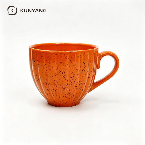 Pumpkin Shape Orange Ceramic Mug