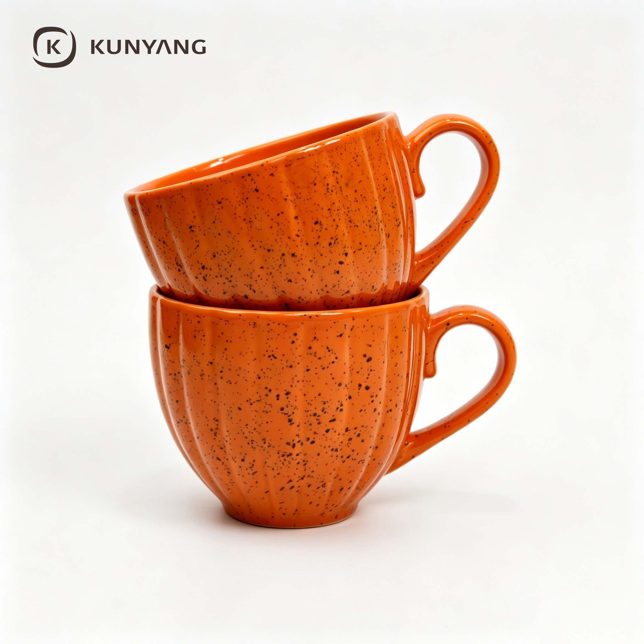 Pumpkin Shape Orange Ceramic Mug