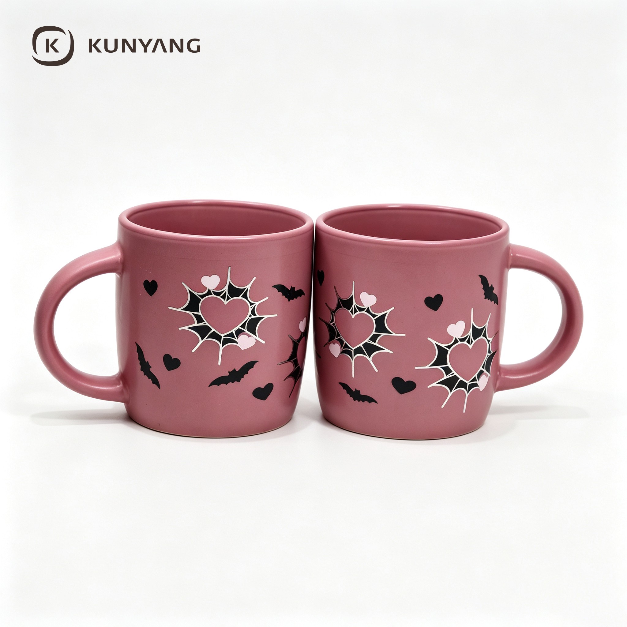Halloween Bat Heart Pink Mug