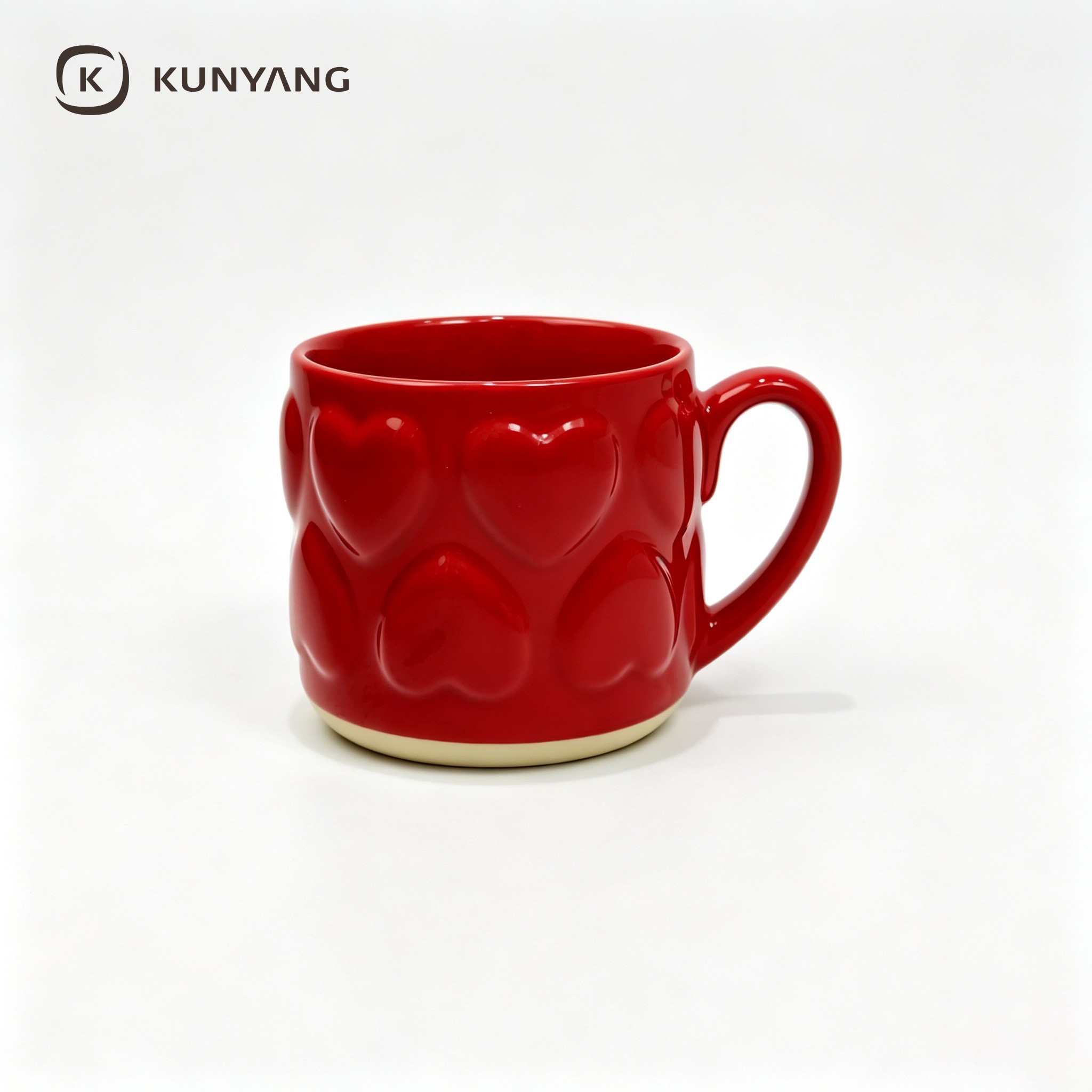 Embossed Red Heart Coffee Mug