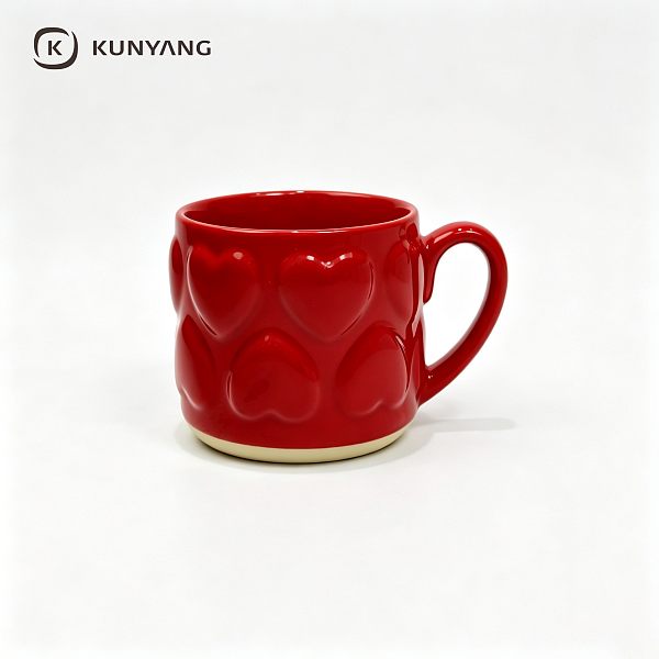 Embossed Red Heart Coffee Mug