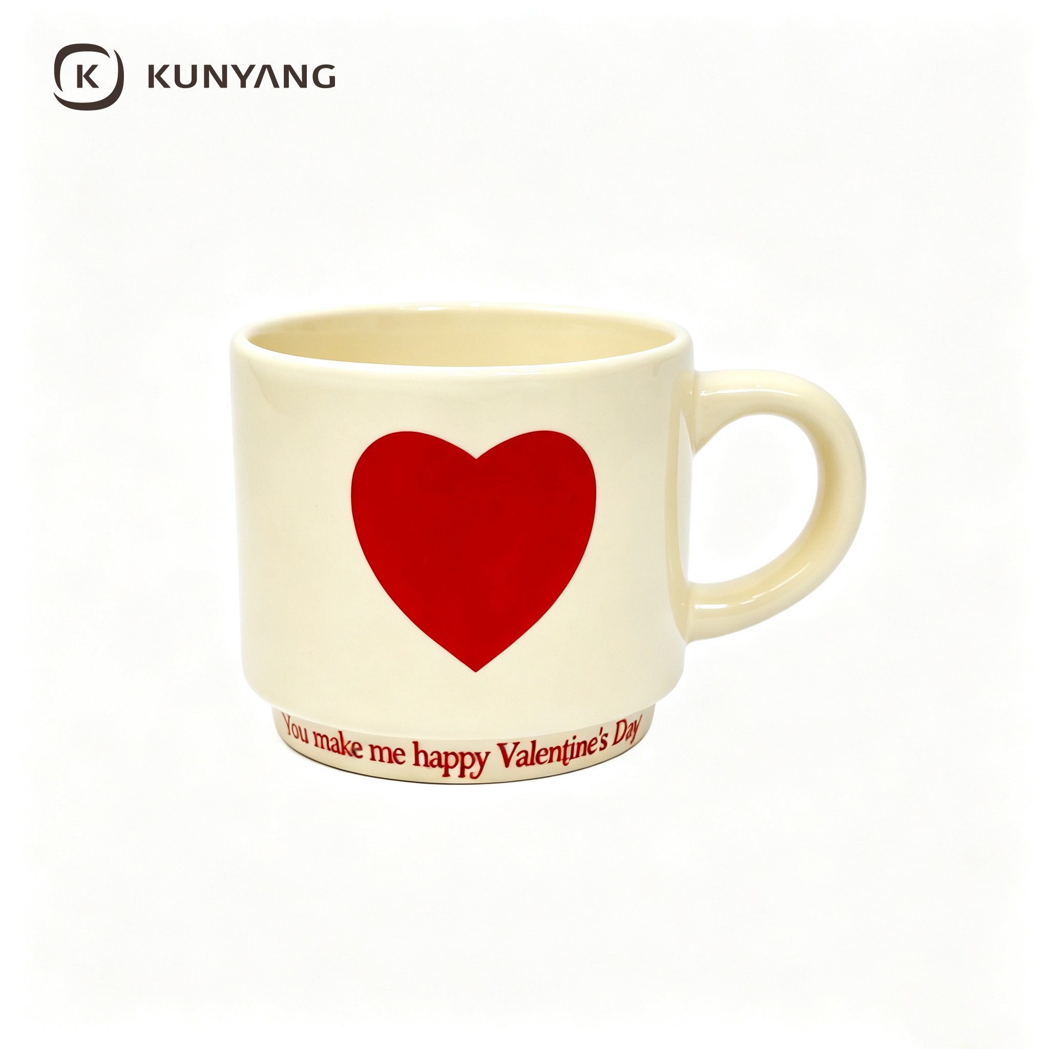 Big Red Heart Cream Coffee Mug