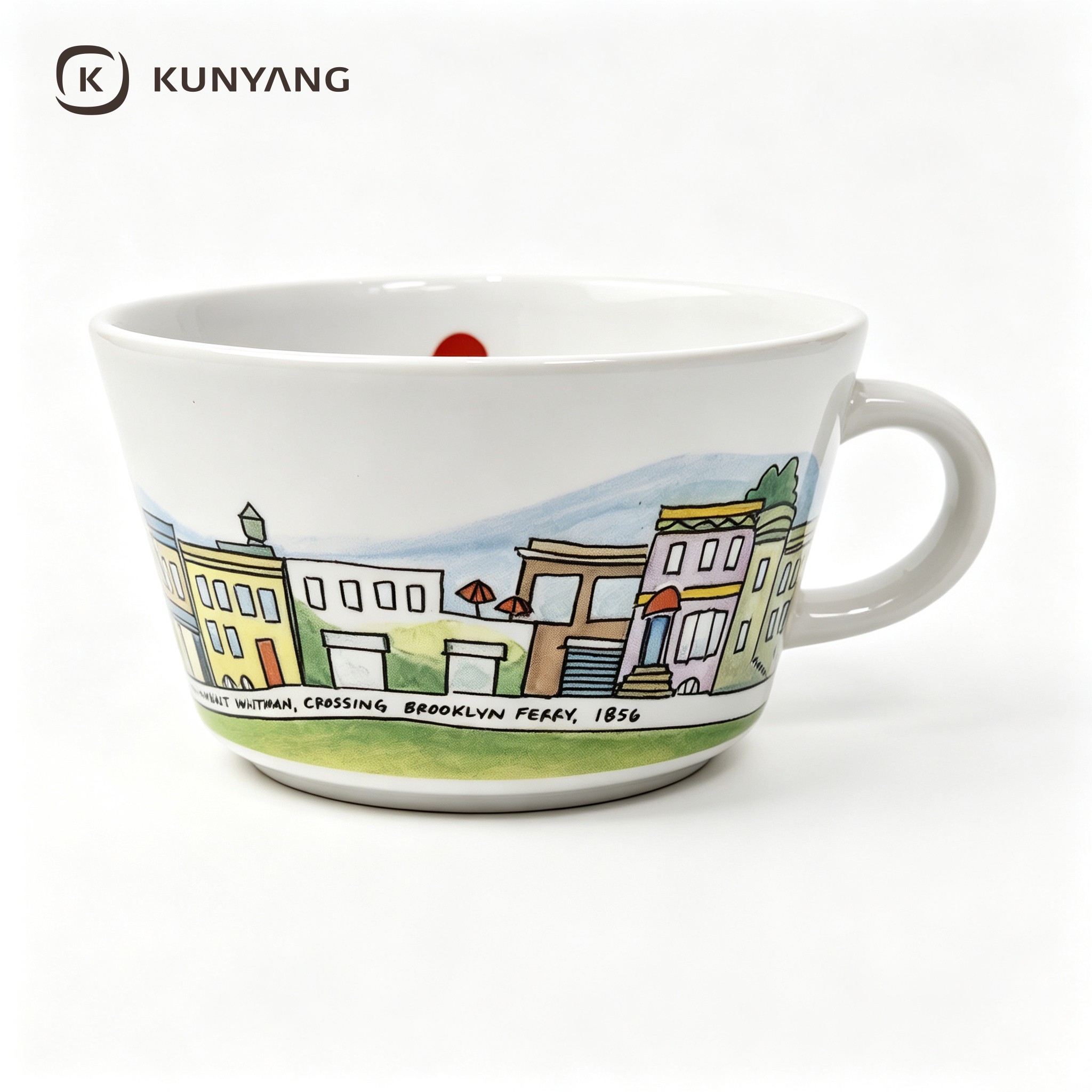 Cute Village Scenic Print Coffee Cup