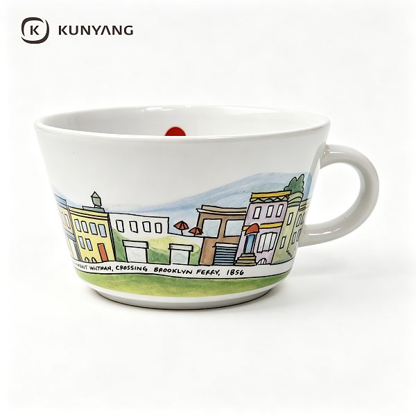 Cute Village Scenic Print Coffee Cup