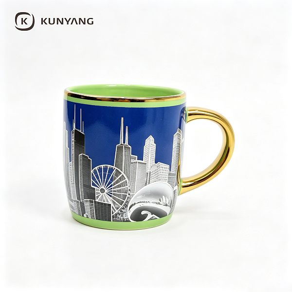 City Skyline Gold Rim Coffee Mug
