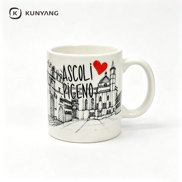 Ascoli Piceno City Sketch Heart Mug