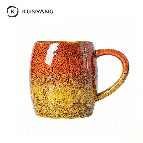Mottled Red Yellow Kiln Glaze Mug