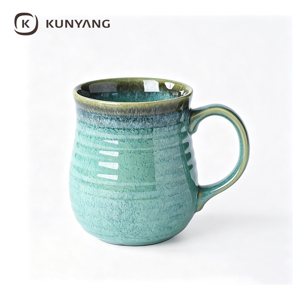 Vintage Blue Green Ceramic Drinking Cup