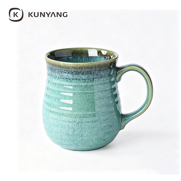 Vintage Blue Green Ceramic Drinking Cup