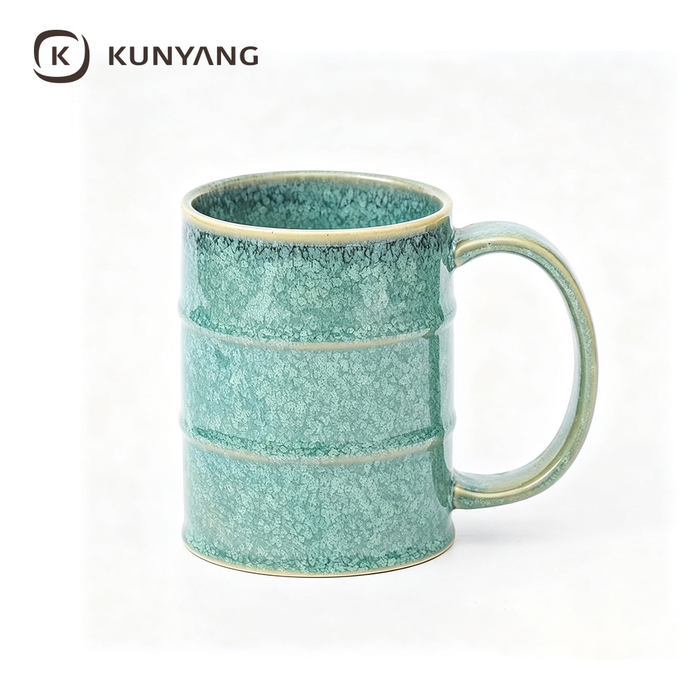 Mint Green Textured Striped Mug
