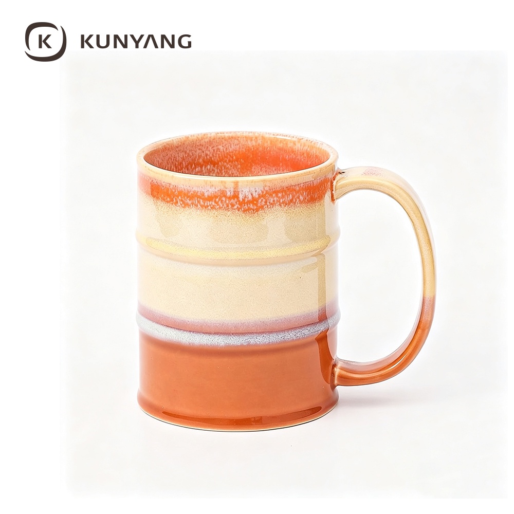 Warm Orange Cream Tiered Glaze Mug
