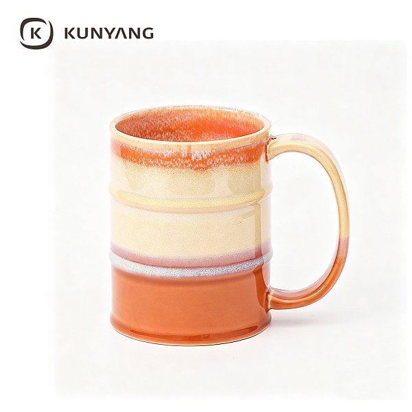Warm Orange Cream Tiered Glaze Mug