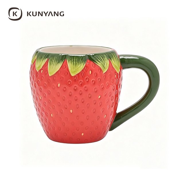 3D Strawberry Ceramic Mug