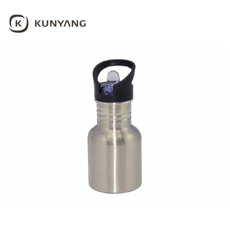 400ml Steel Water Bottle With Straw Lid Silver