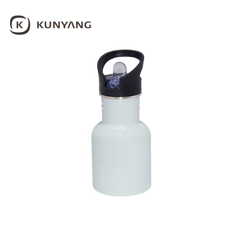 400ml Steel Water Bottle With Straw Lid White