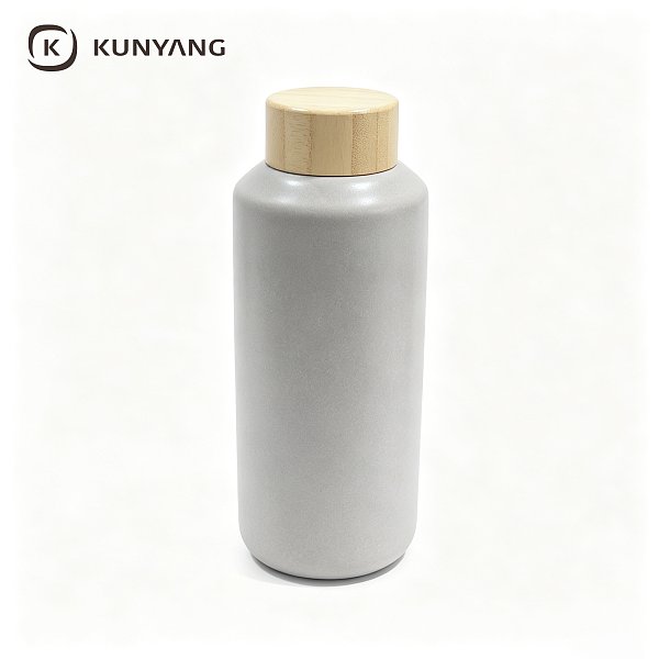 Grey Speckled Ceramic Water Bottle with Bamboo Lid