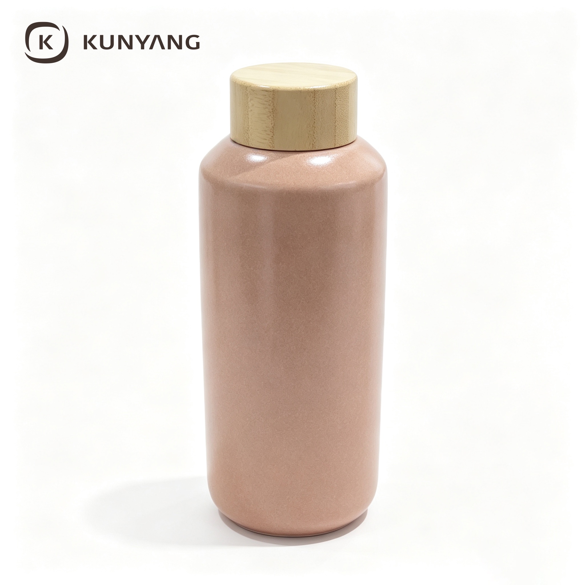 Pink Speckled Ceramic Water Bottle with Bamboo Lid