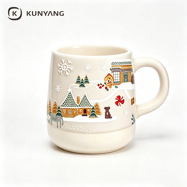3D Relief Holiday Snow Scene Seasonal Mug