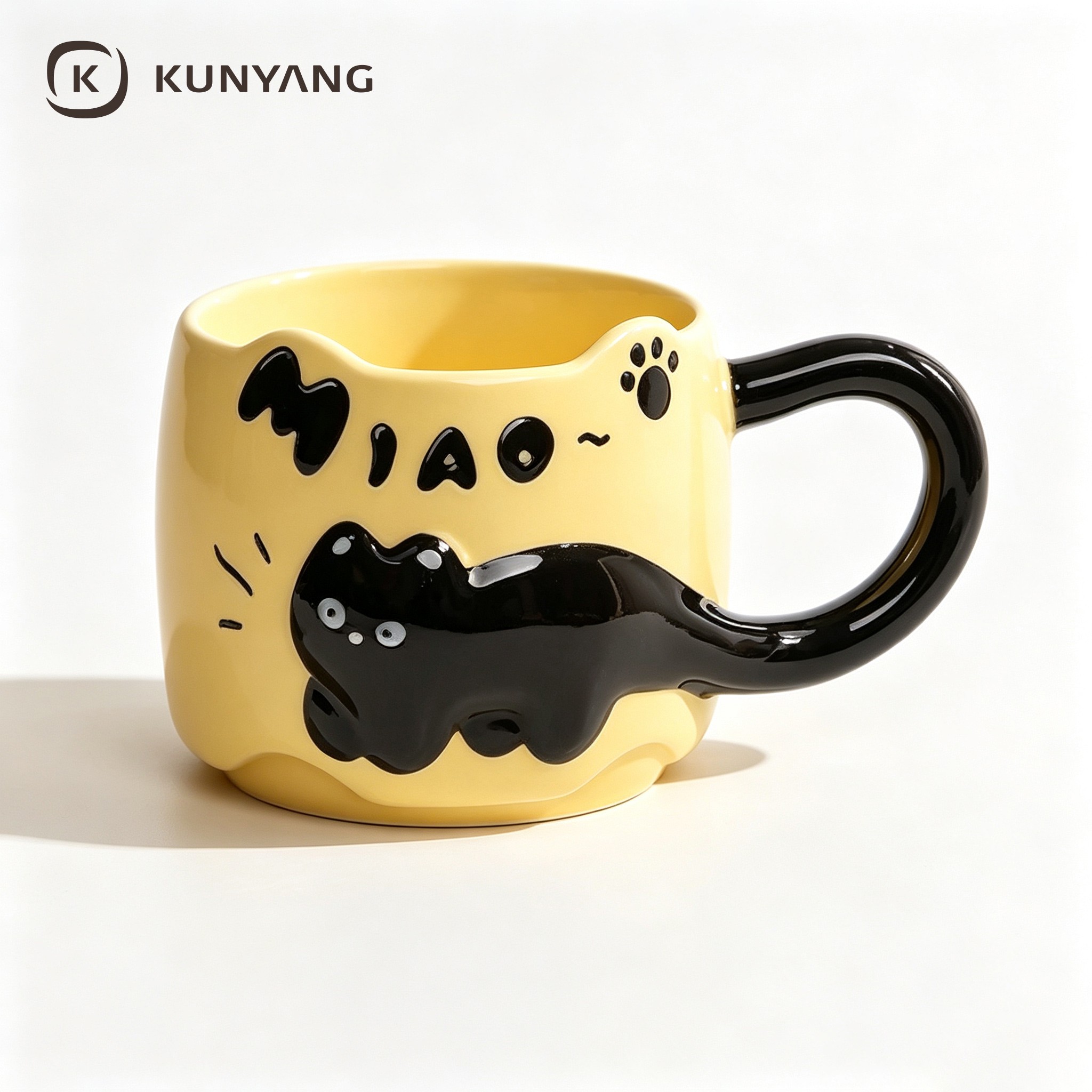 Textured Twisted Handle Meow Word Pet Mug