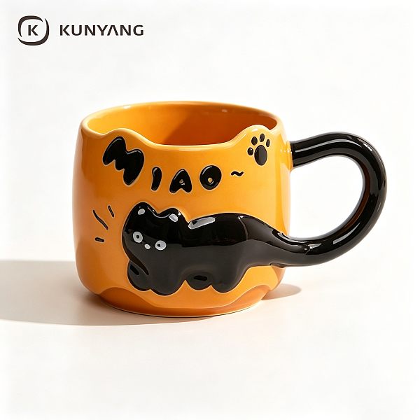 Textured Twisted Handle Meow Word Pet Mug