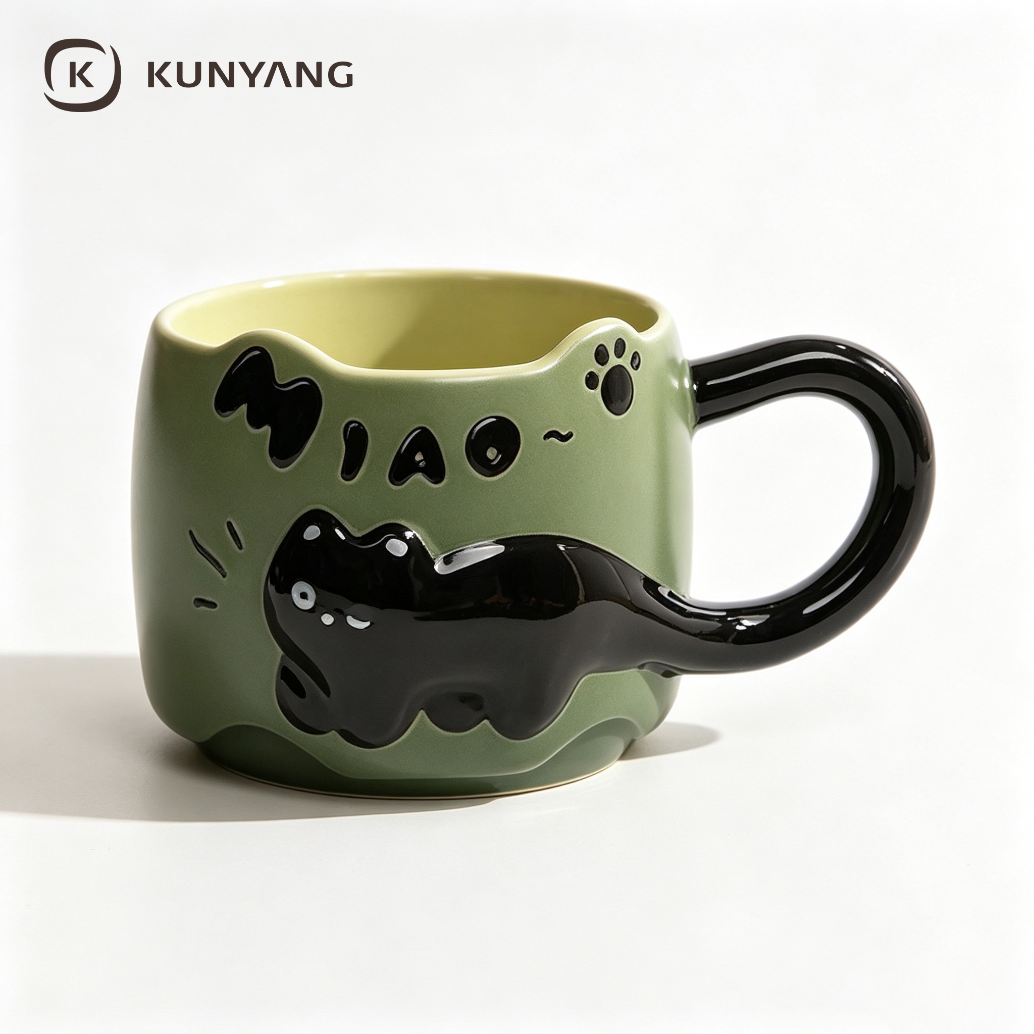 Textured Twisted Handle Meow Word Pet Mug
