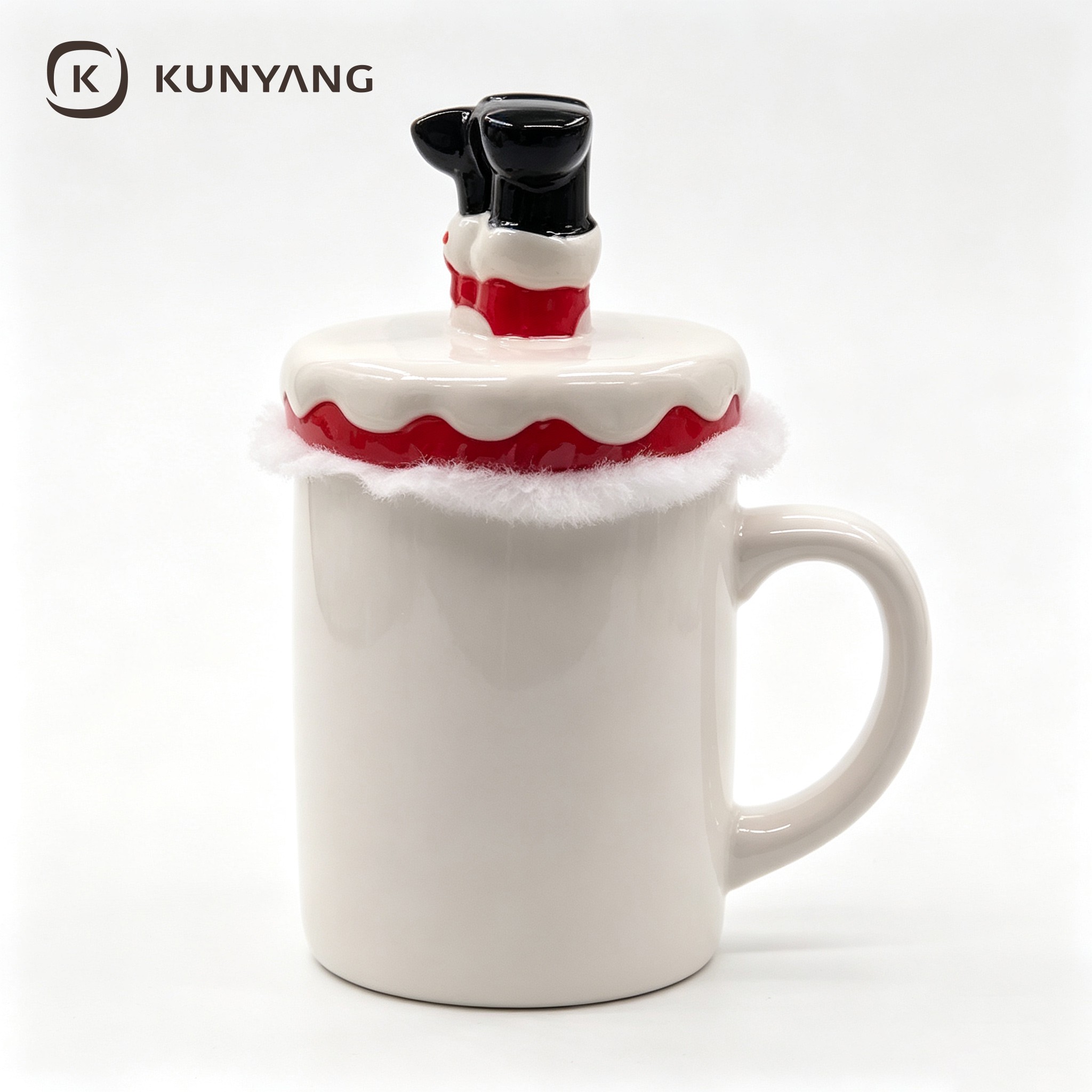 Christmas Santa Legs Lid Ceramic Mug