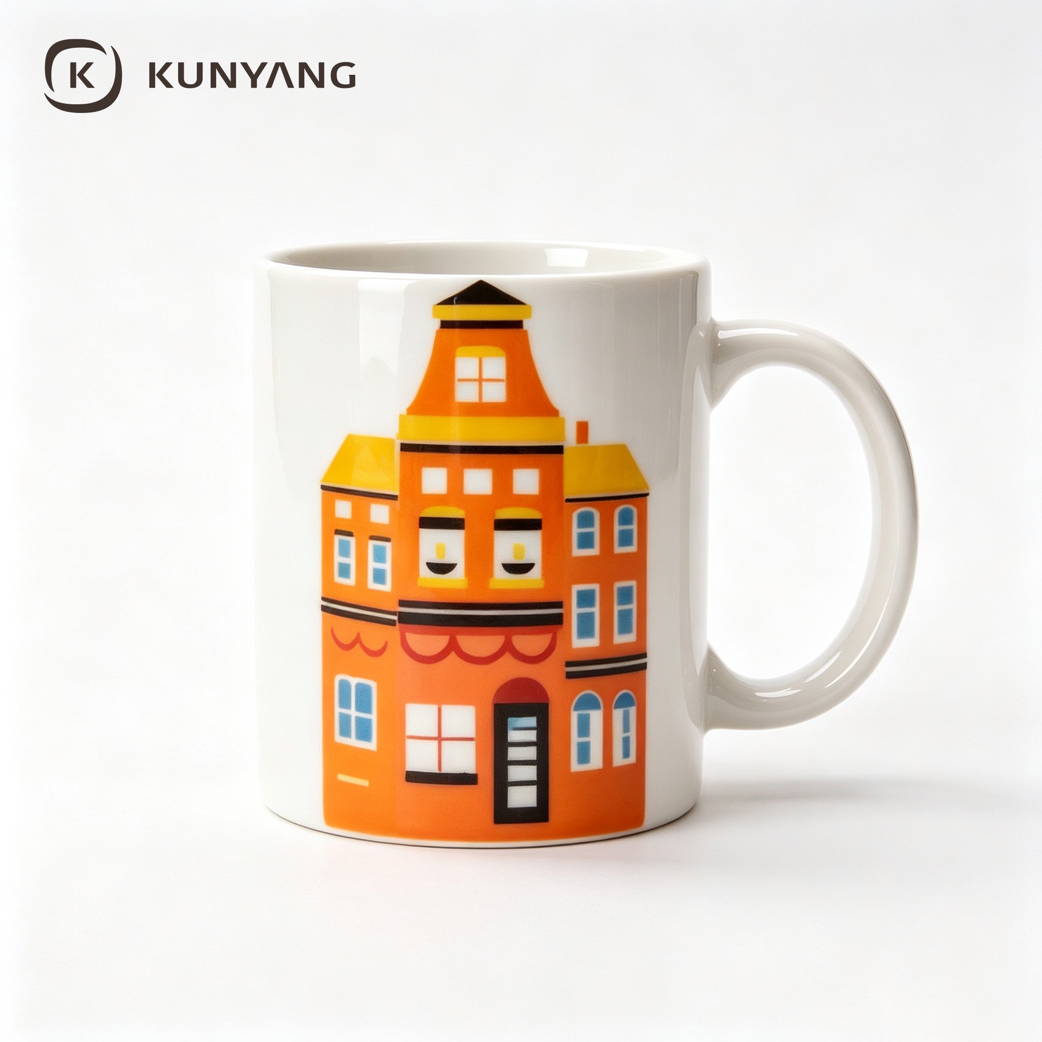 Holland Building Orange Mug