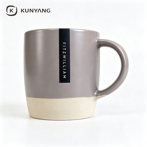 Raw Clay Bottom Vertical Label Grey Ceramic Mug