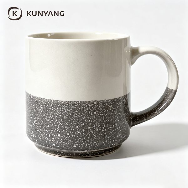 Grey Granite Splatter Half Dipped Coffee Cup