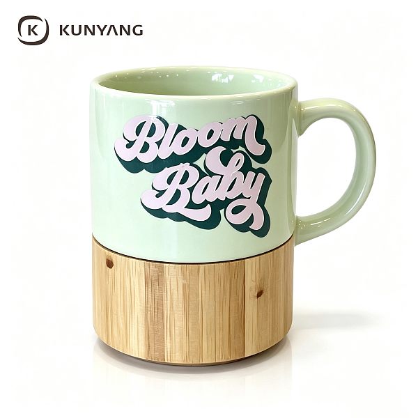 Honey Wood Bottom Ceramic Mug