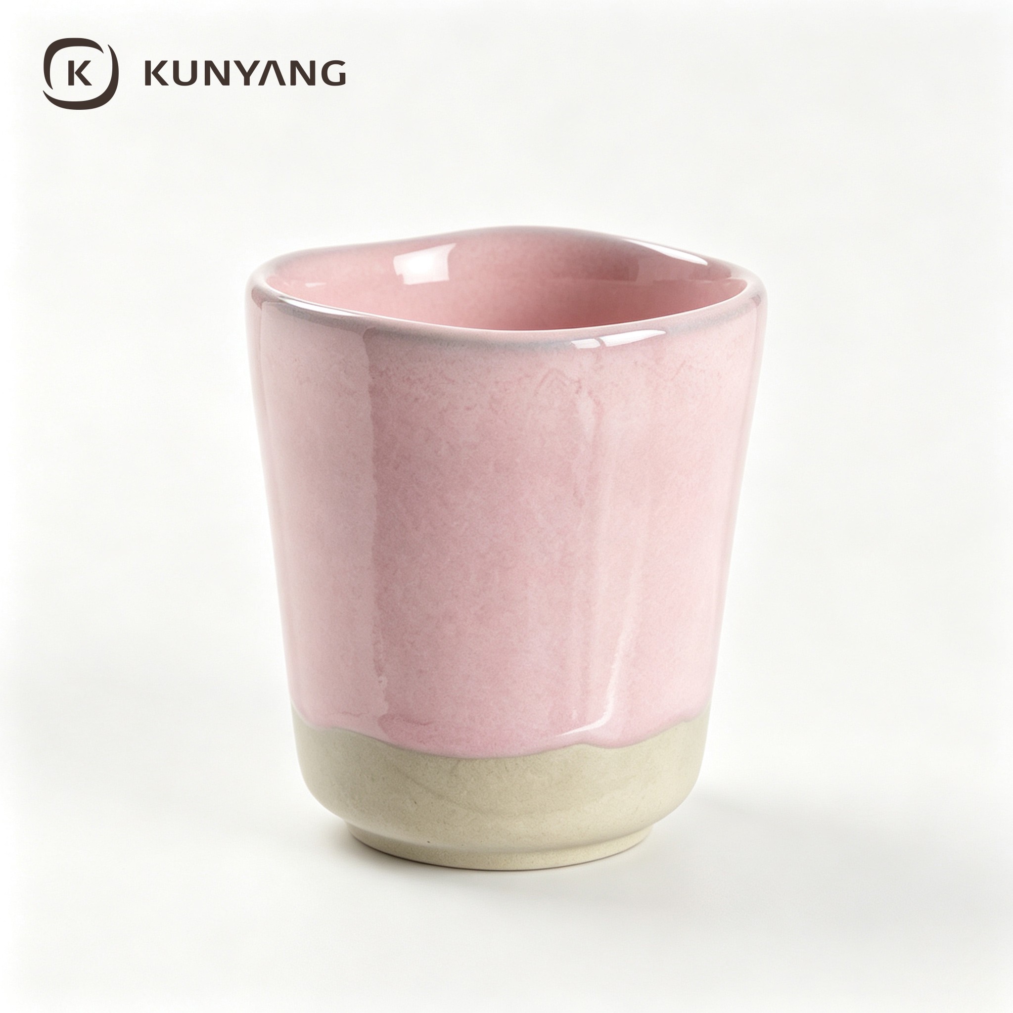 Pink Petal-Shaped Ceramic Cup 