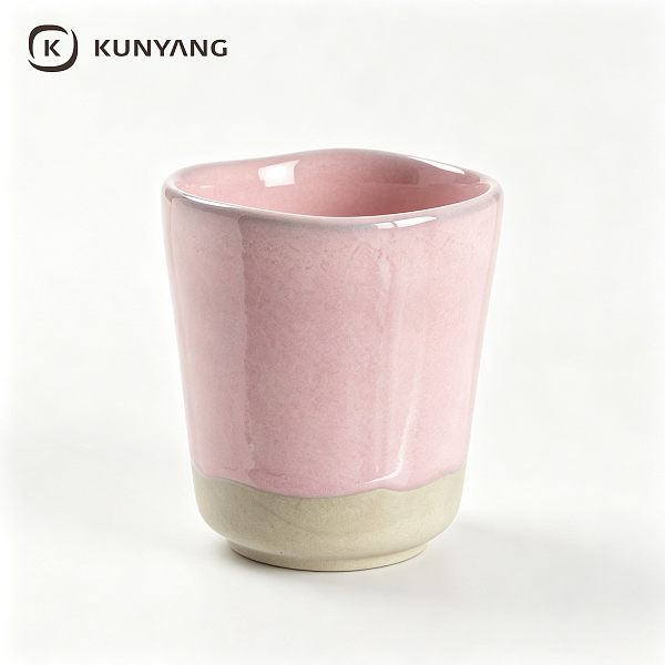 Pink Petal-Shaped Ceramic Cup 