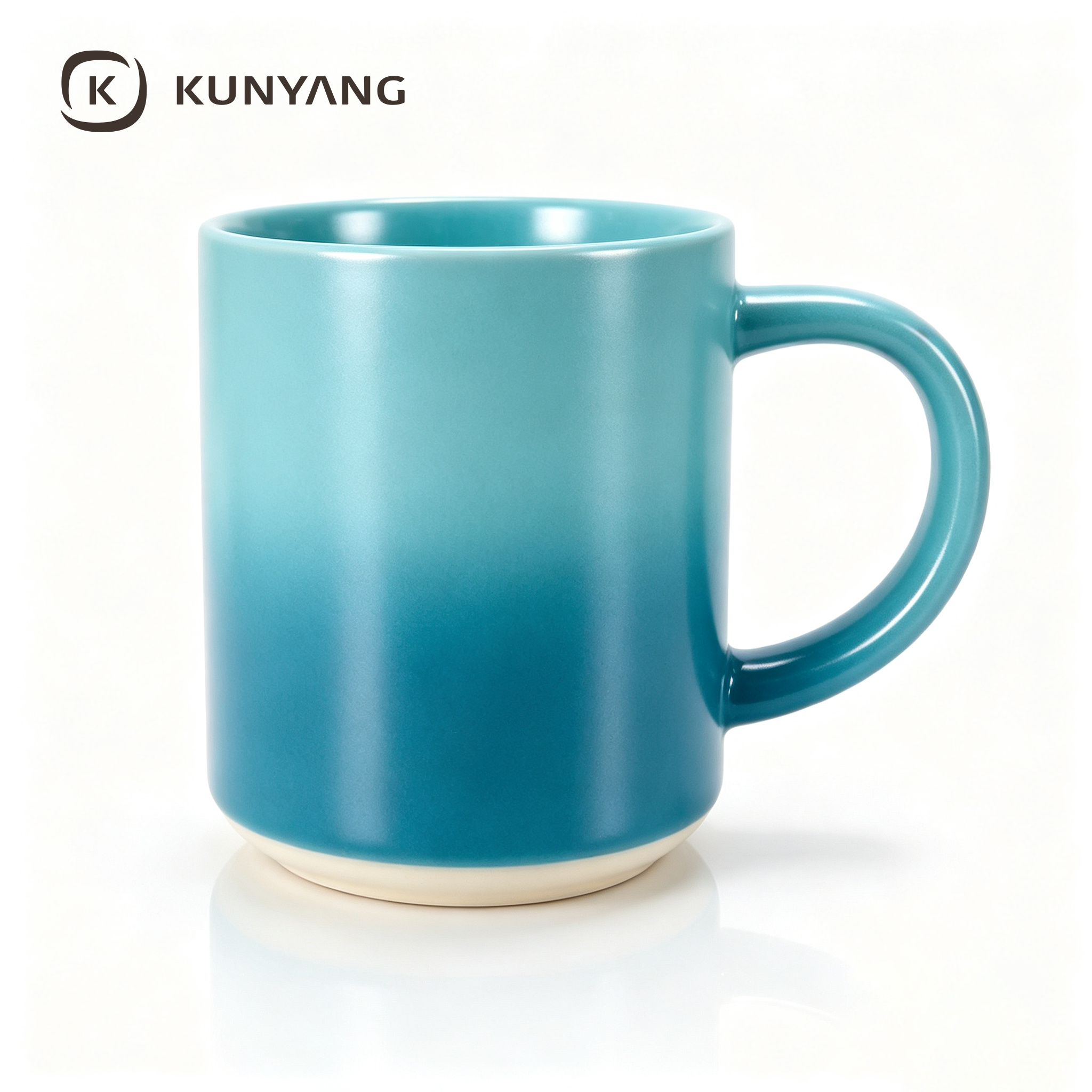 Teal Gradient Glaze Twisted Handle Ceramic Mug Teal Gradient Glaze Twisted Handle Ceramic Mug