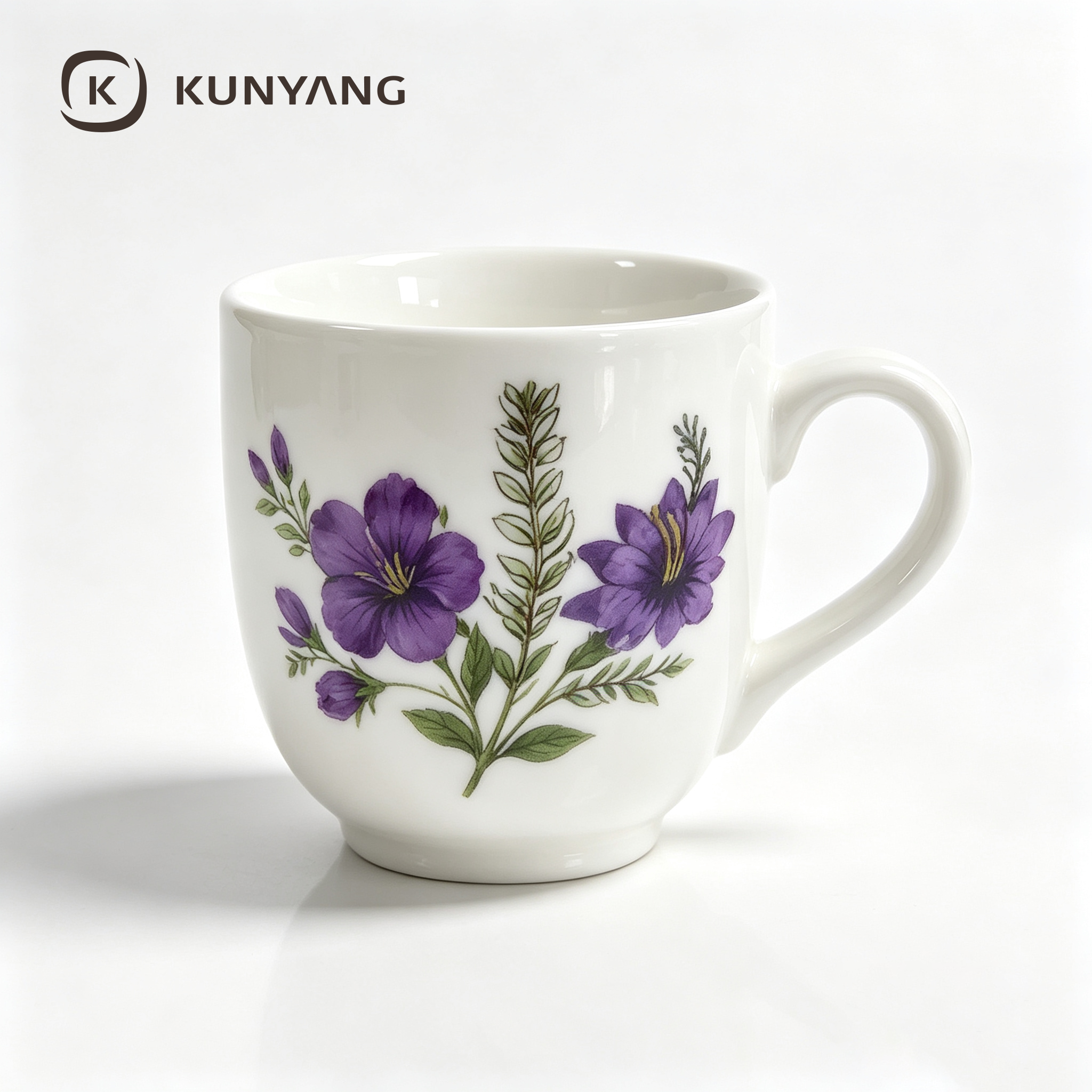 Purple Floral Vintage Printed Ceramic Mug
