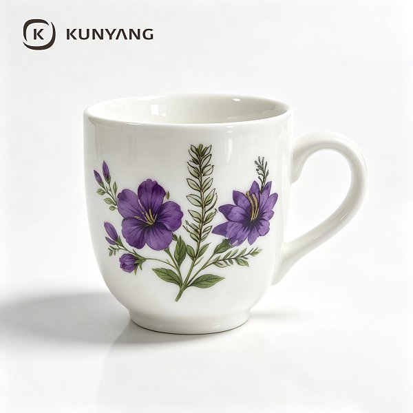 Purple Floral Vintage Printed Ceramic Mug