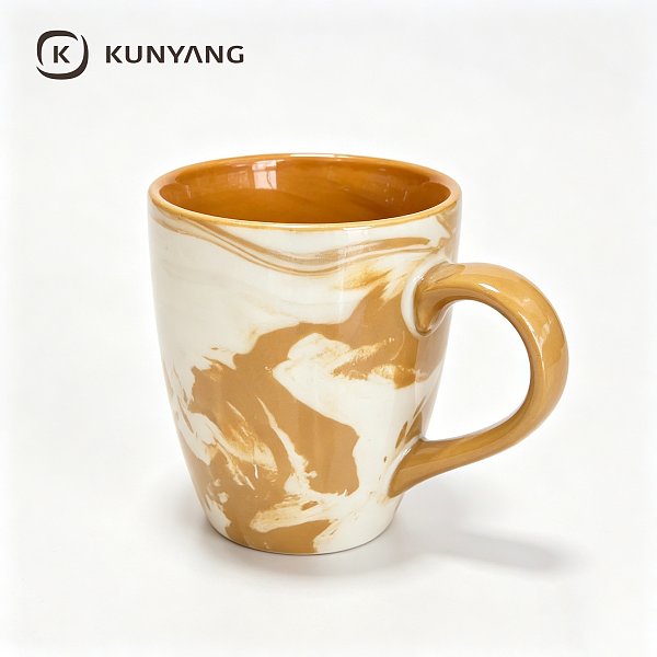 Brown Marble Splatter Glaze Ceramic Mug