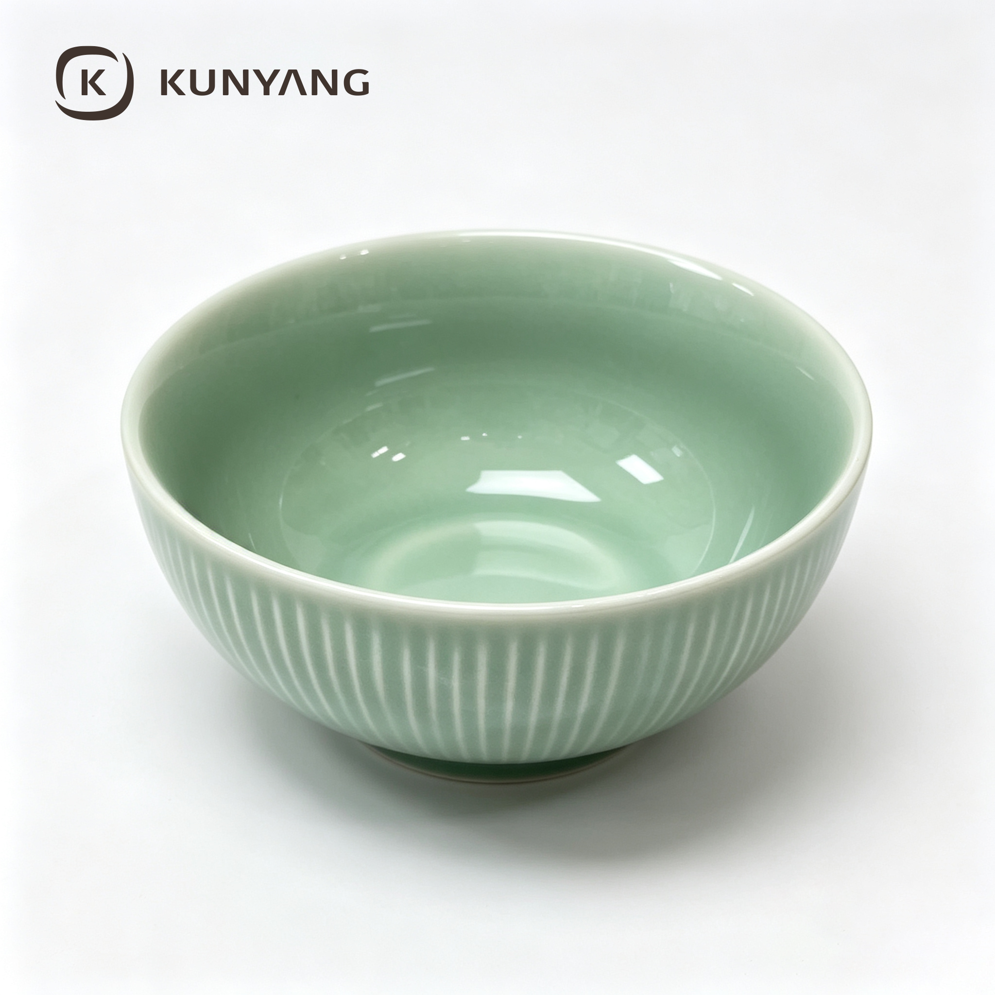 Celadon Vertical Striped Ceramic Bowl