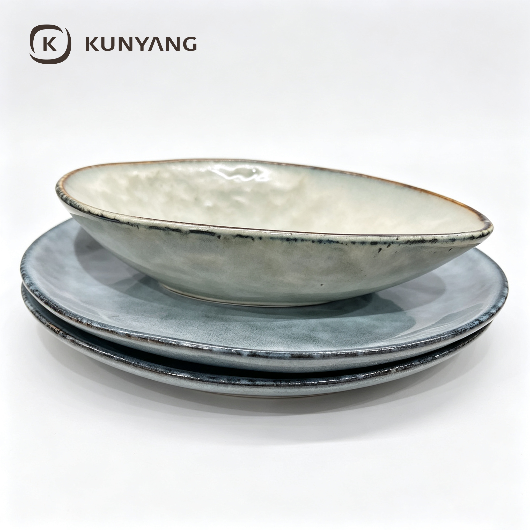 Glaze Gradient Ceramic Plate & Bowl Set