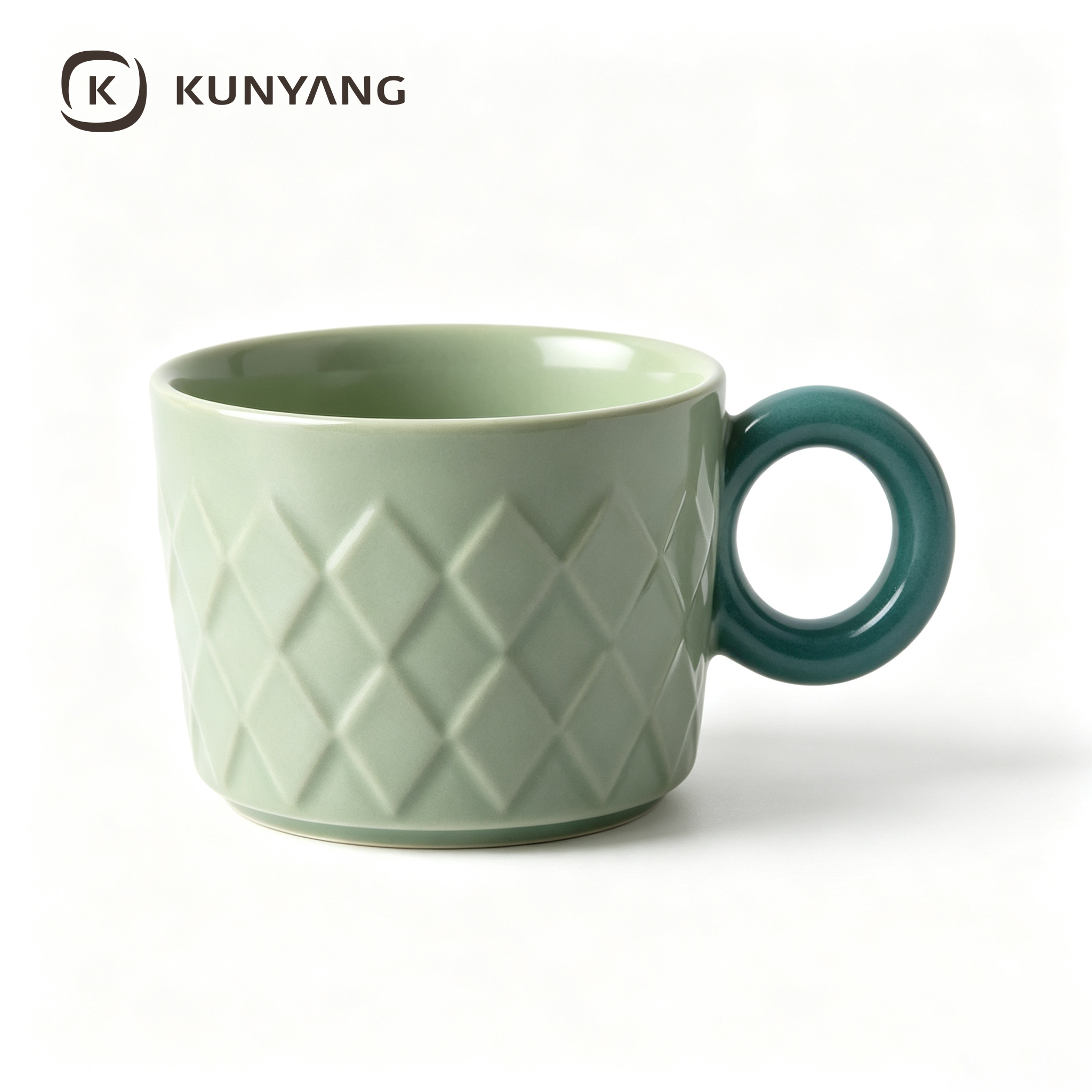 Embossed Diamond Green Mug