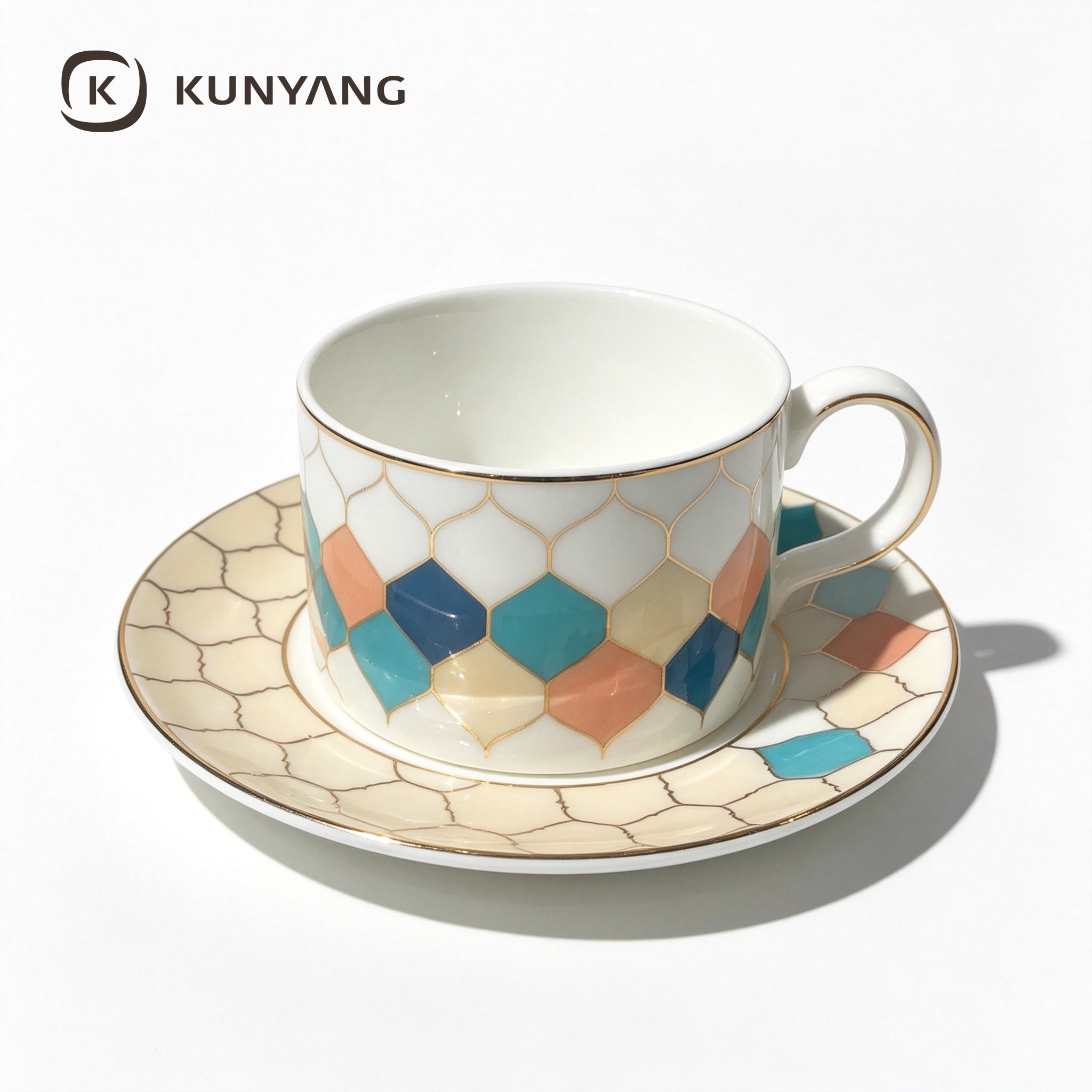 Geometric Pattern Porcelain Tea Set