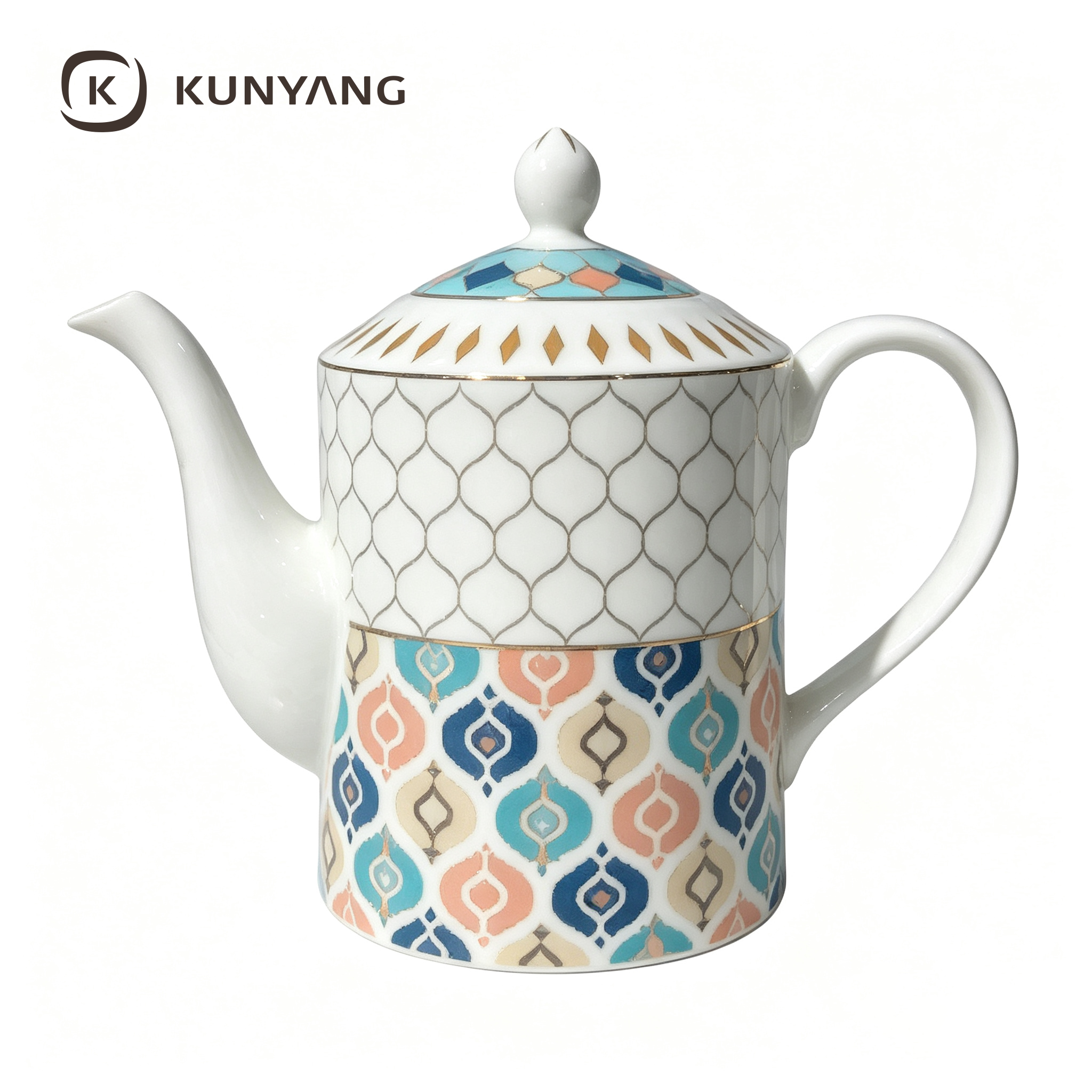 Geometric Pattern Porcelain Tea Set