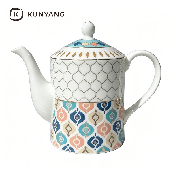Geometric Pattern Porcelain Tea Set