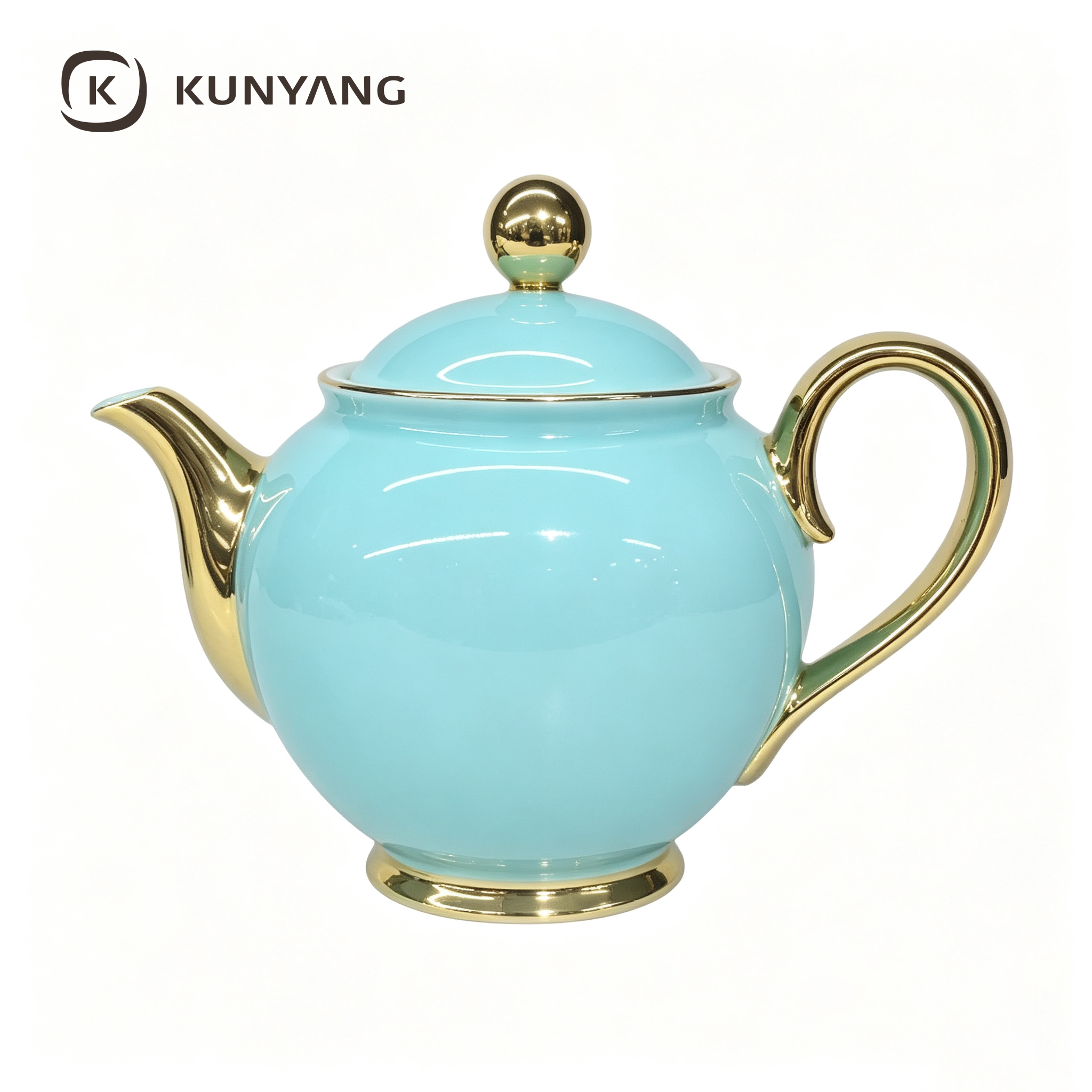 Blue Gold Trim Ceramic Teapot