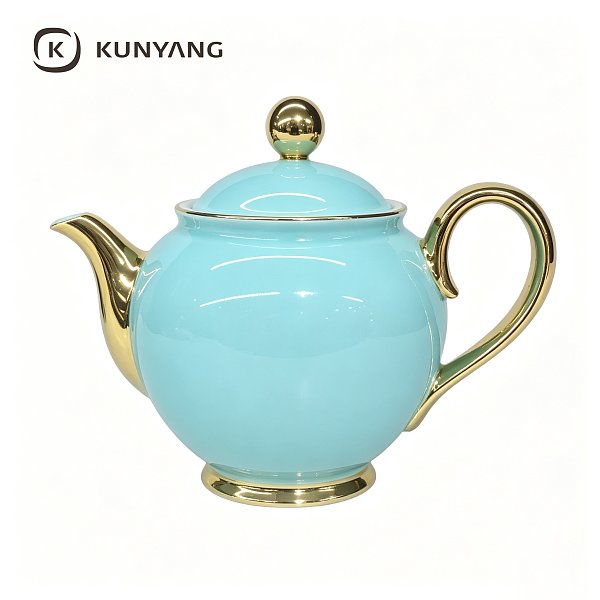 Blue Gold Trim Ceramic Teapot