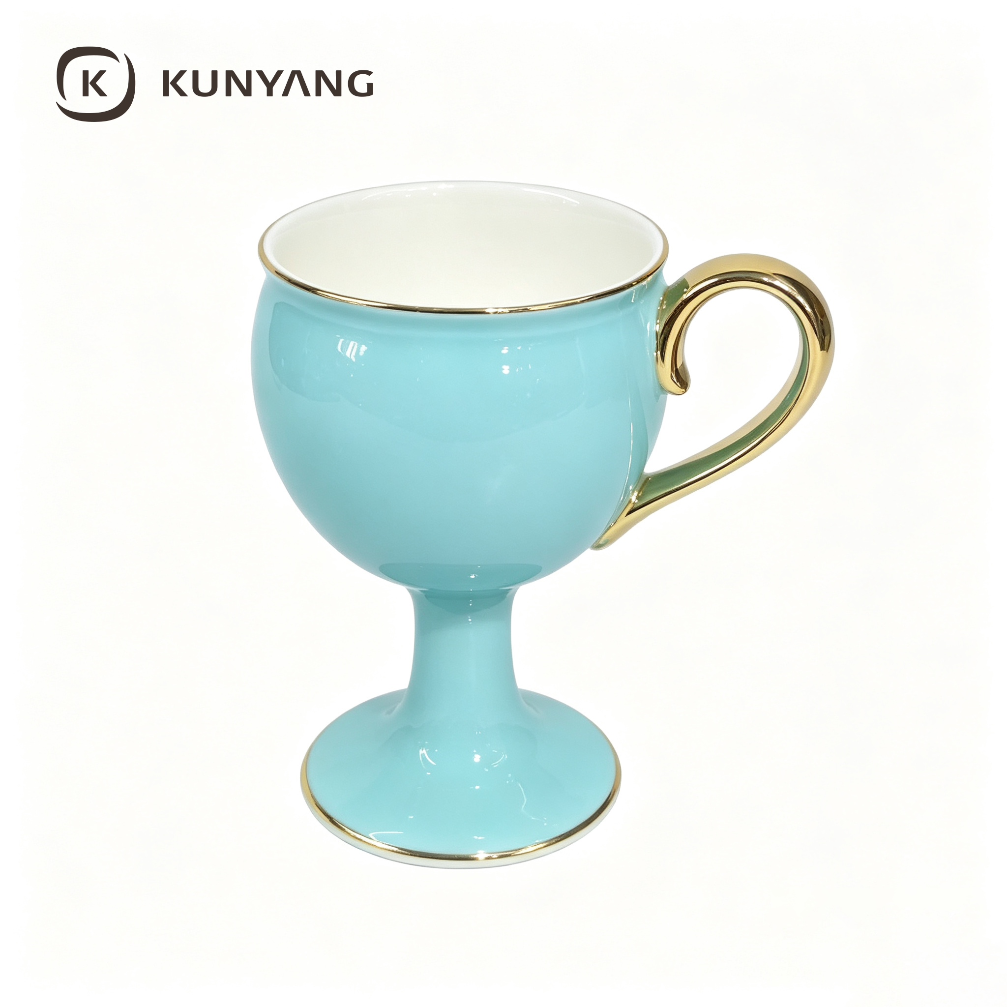 Blue Gold Trim Ceramic Teapot