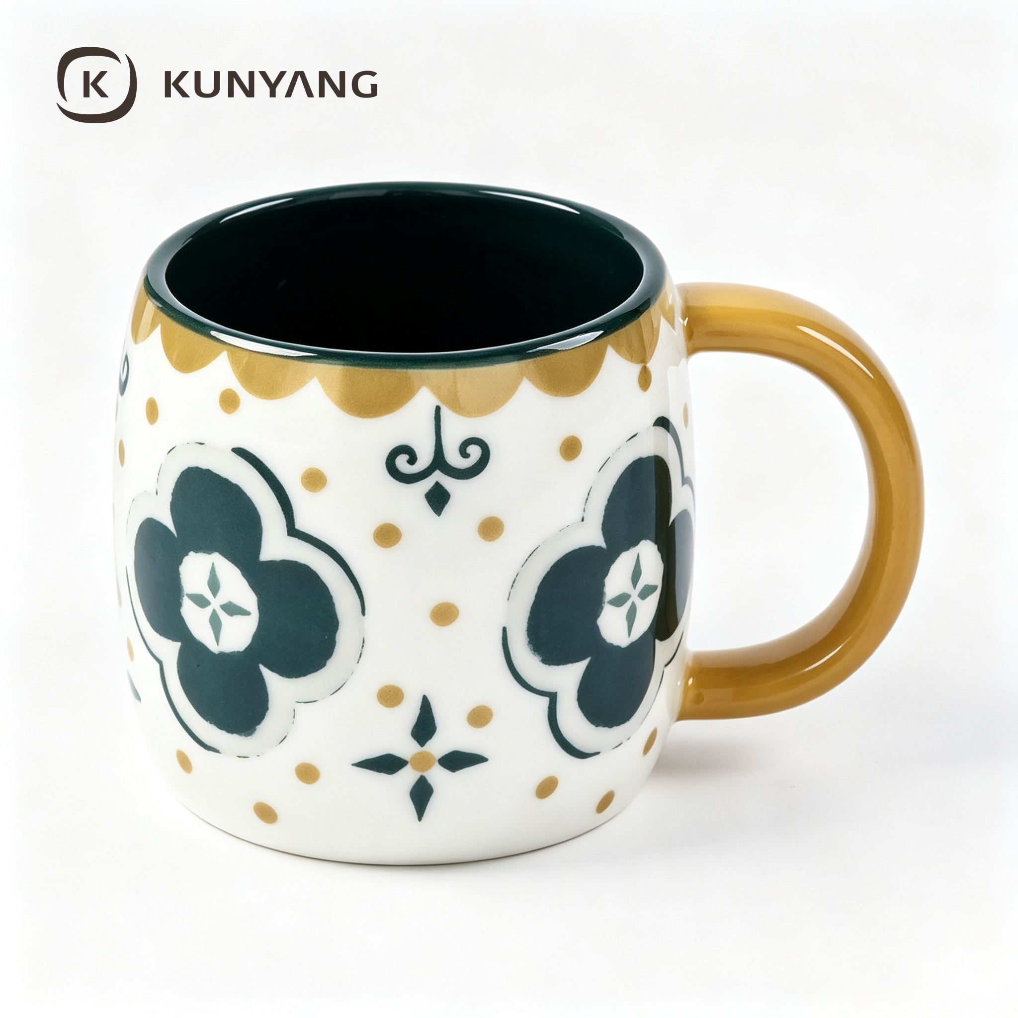 Vintage Floral Gold Trim Ceramic Mug