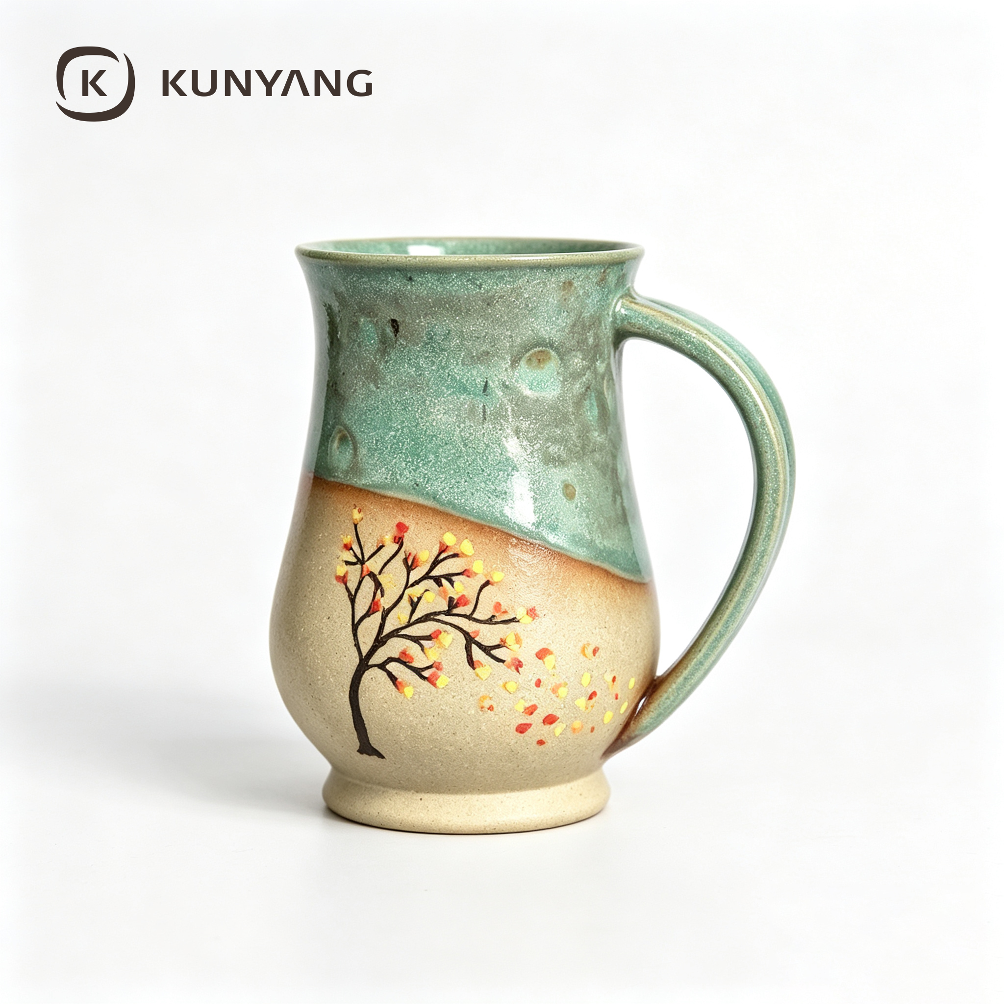 Hand Painted Autumn Tree Ceramic Pitcher Mug