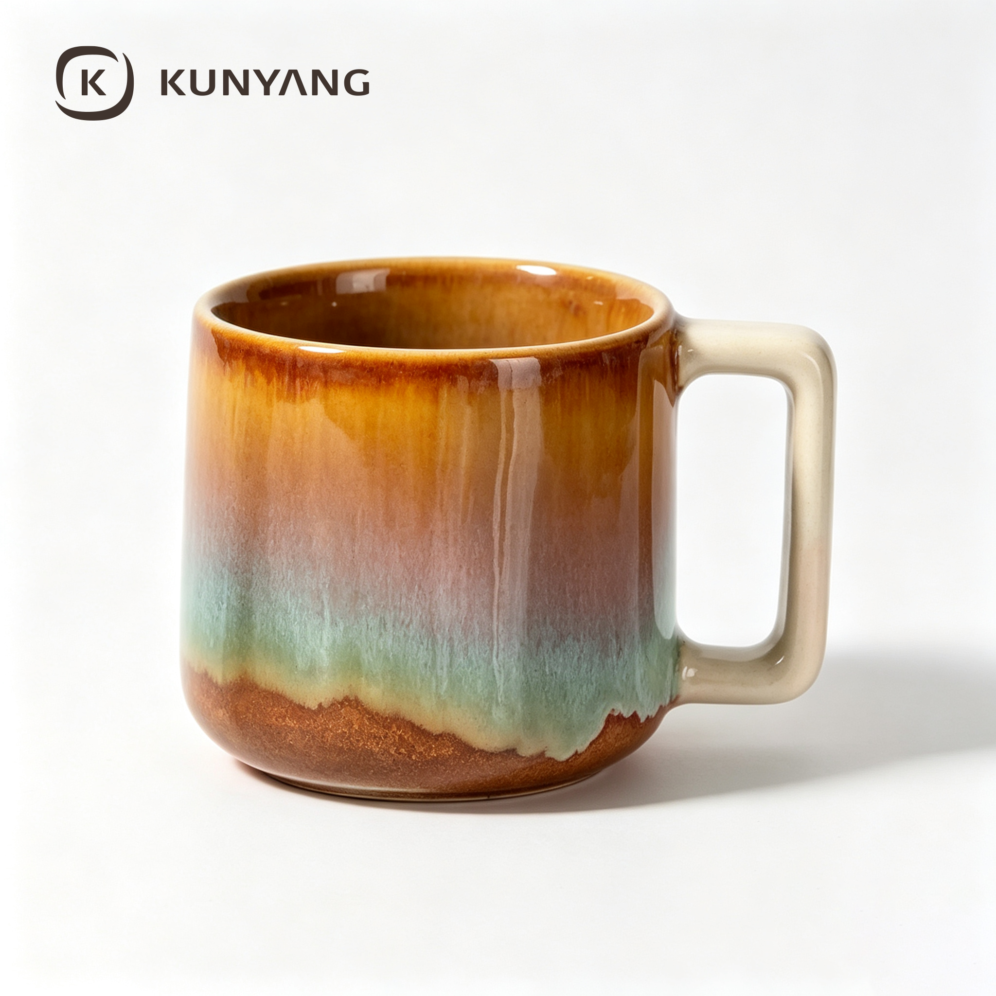 Glaze Gradient Square Handle Ceramic Mug