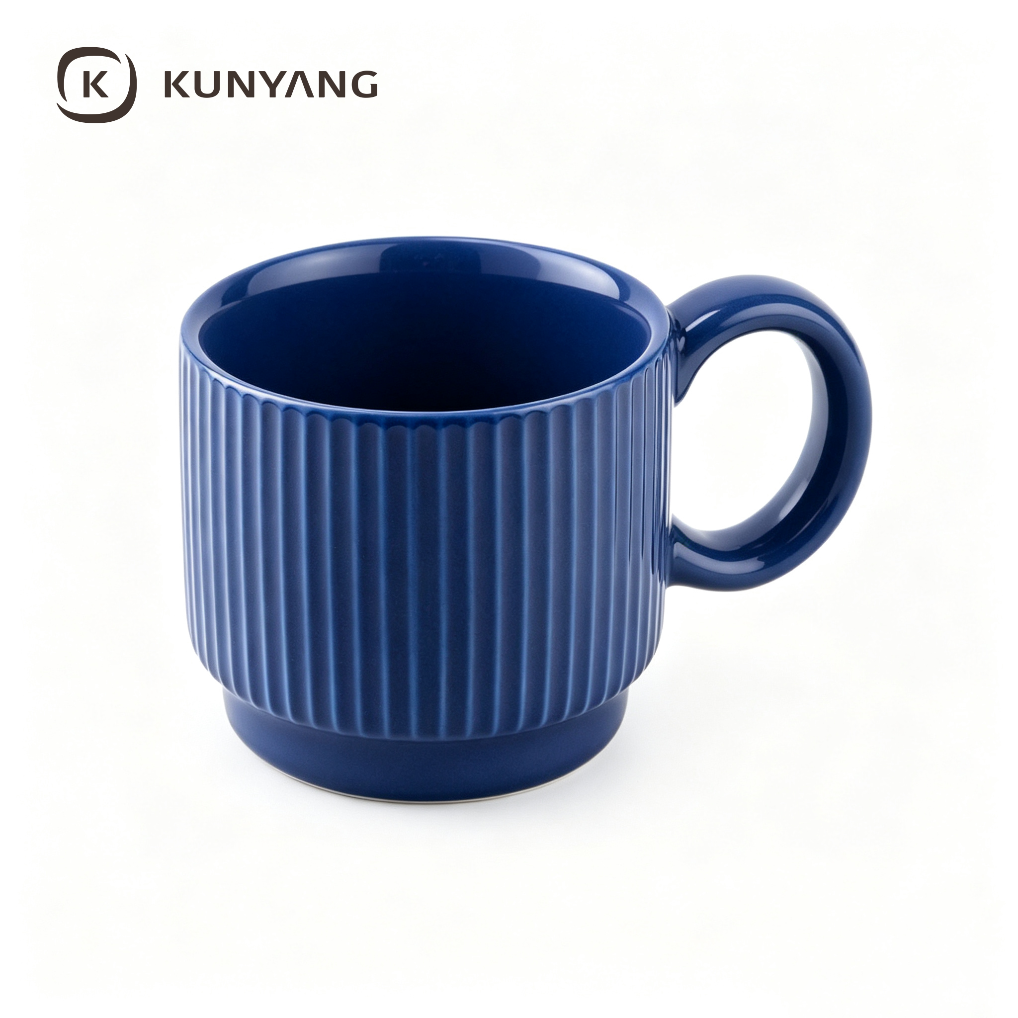 Dark Blue Vertical Striped Ceramic Mug