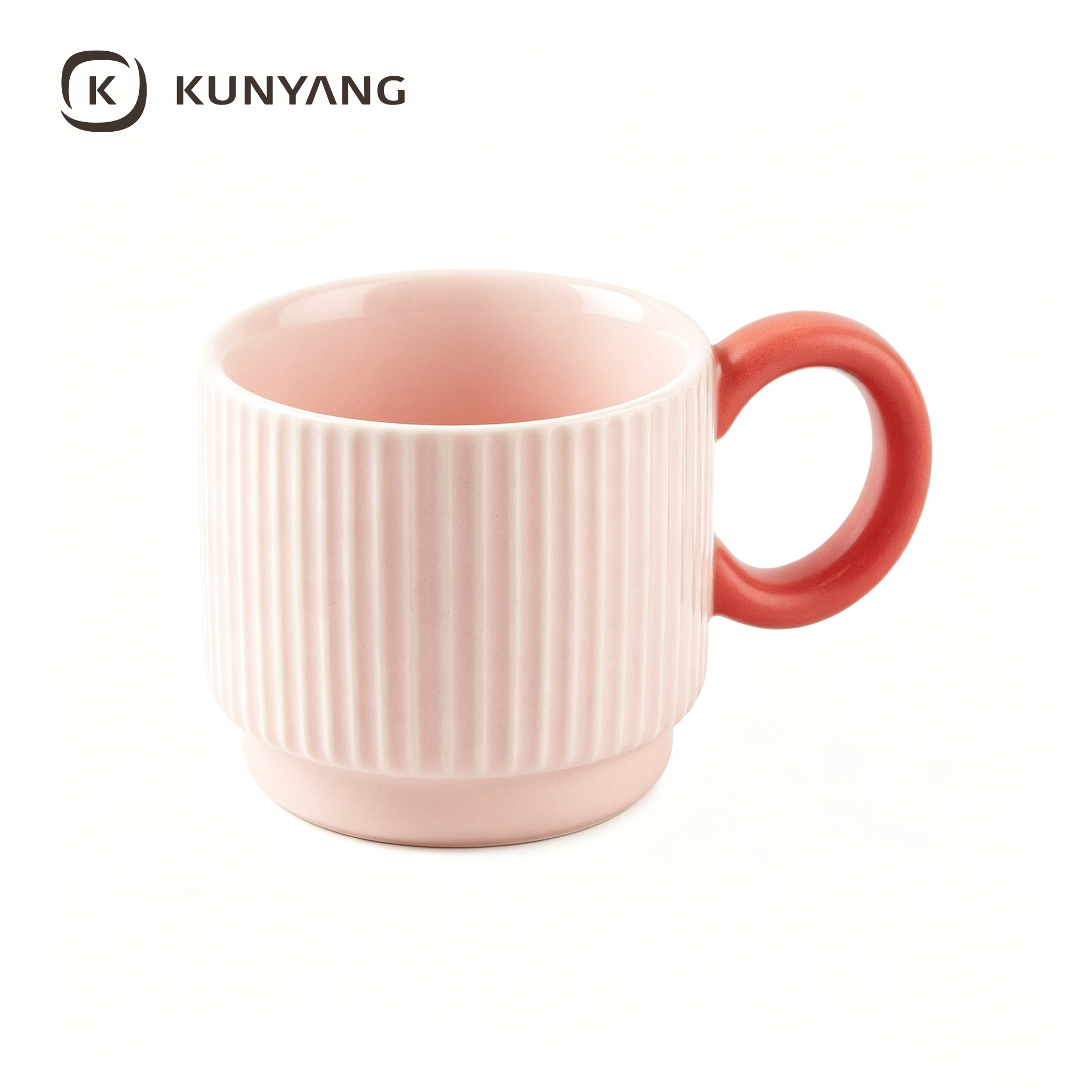 Pink Vertical Striped Ceramic Mug